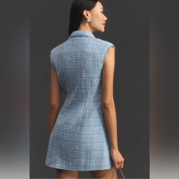 NWOT MAEVE Anthropologie Tweed Sleeveless Blazer Mini Dress, Size 14 - Picture 2 of 13